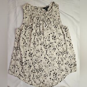 Simply Vera Wang Womens Cream And Black Sleeveless Sheer Blouse Size Medium